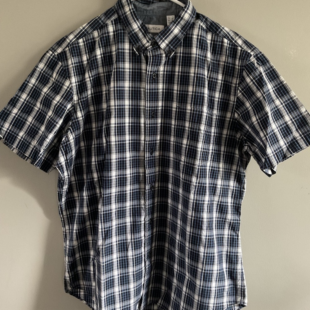 Nautica Men's Blue Plaid Shirt